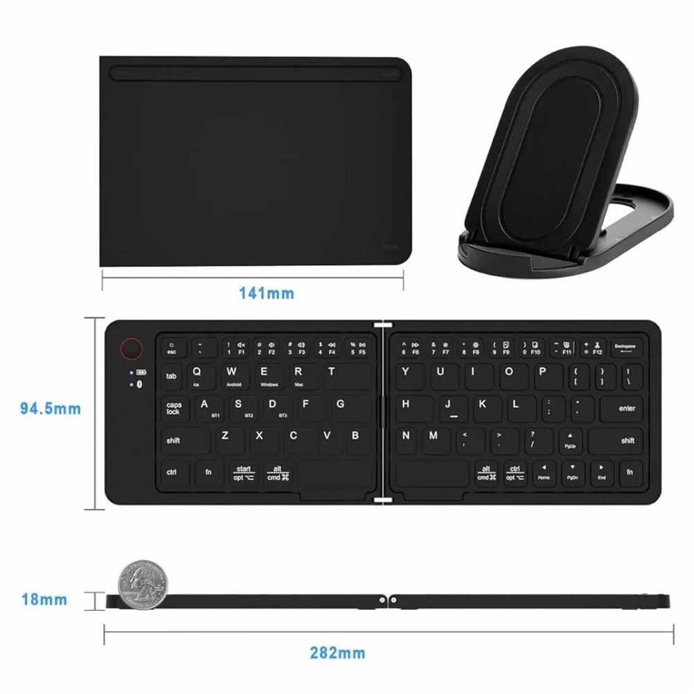 NIB Foldable Wireless Bluetooth Keyboard with Holder